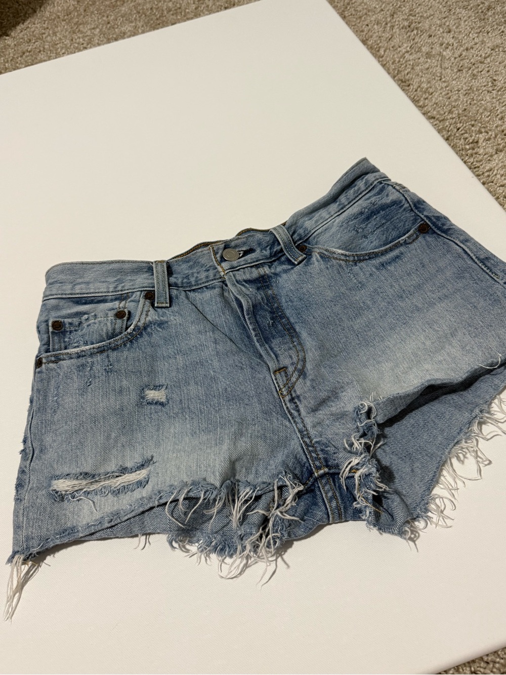 Levi's Light Blue Distressed Cutoff Denim Shorts